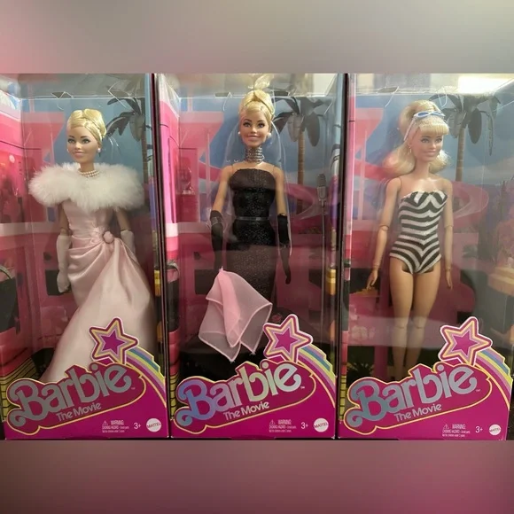 💎 BARBIE THE MOVIE DOLL COLLECTION LOT OF 3 ICONIC DRESS MARGOT ROBBIE 👛💅🏻🎀 - Picture 11 of 11